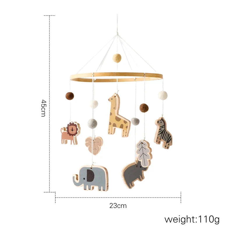 Baby Wooden Bed Bell Cartoon Rabbit Mobile