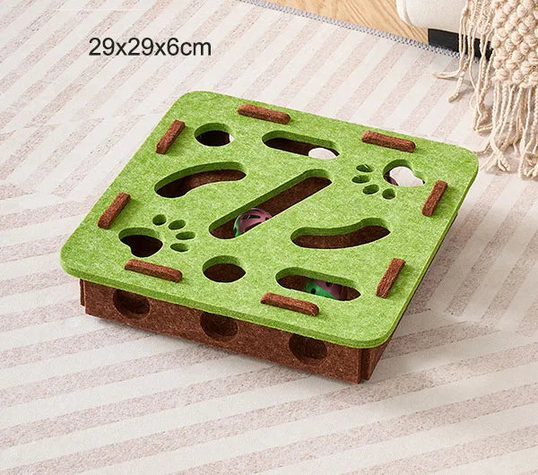 Interactive Cat Puzzle Toy – Felt Maze Box with Bell Balls