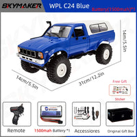 WPL C24-1 Full Scale RC Car 1:16 2.4G 4WD Rock Crawler Electric Buggy Climbing Truck LED Light On-road 1/16 For Kids Gifts Toys