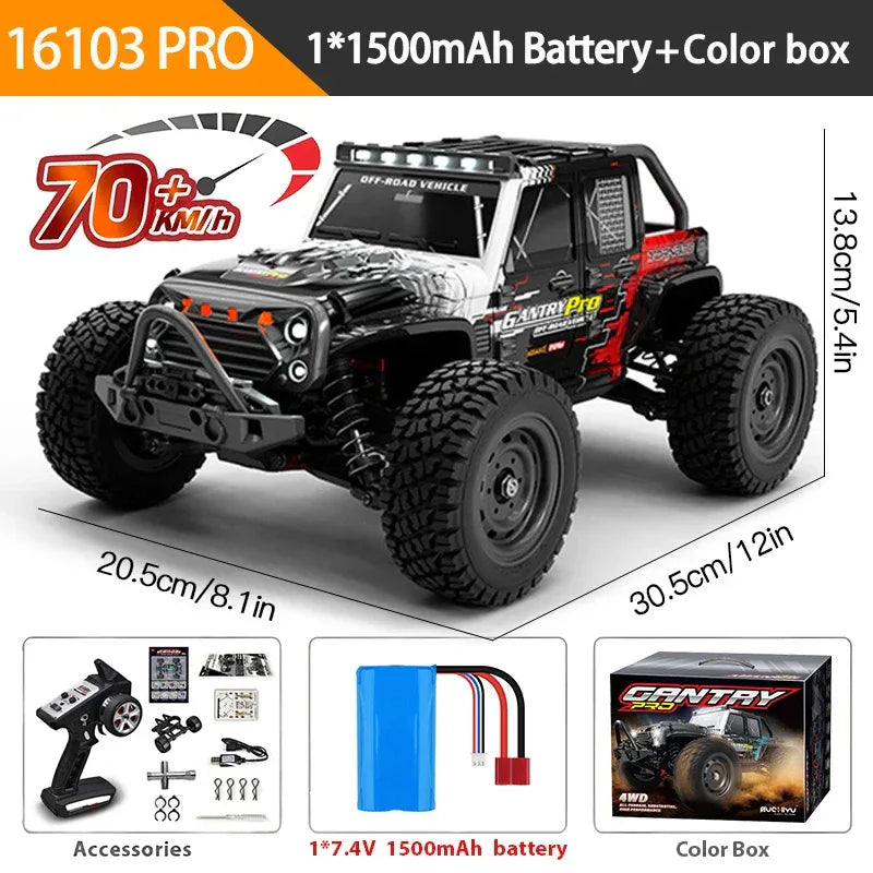 1:16 4WD RC Car 70KM/H High-Speed Drift Remote Control Truck - BIG FRENCHIES