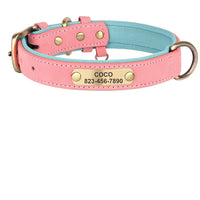 Personalized PU Leather Dog Collar with Custom Engraved ID Tag - BIG FRENCHIES