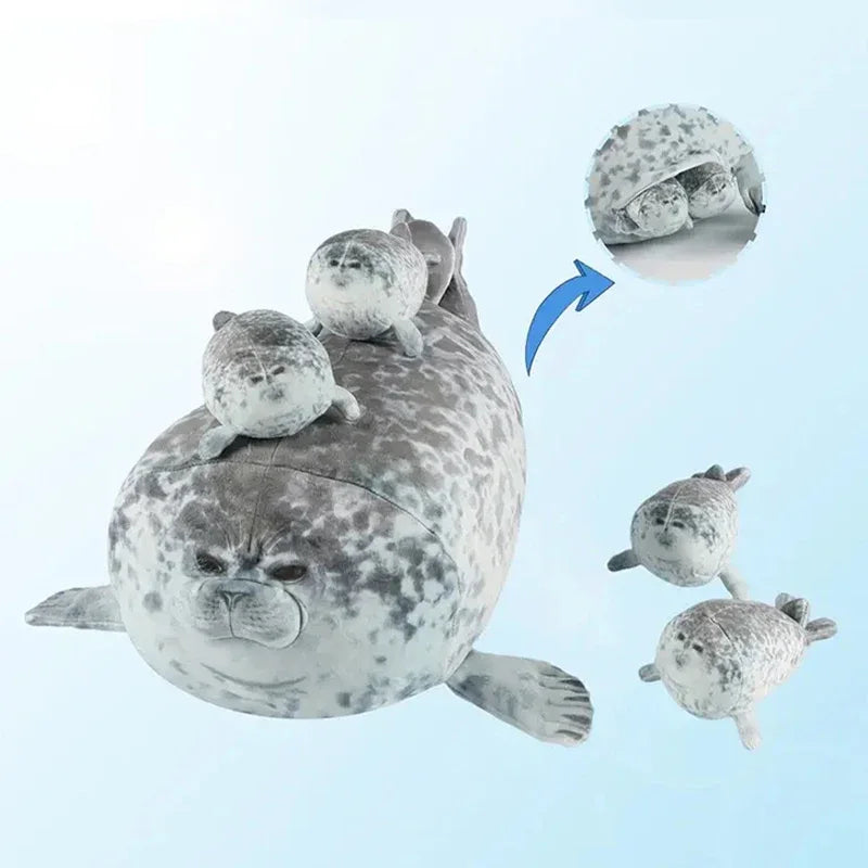 Mother & Baby Seal Plush Toy Set – Soft Zipper Seal Doll Gift - BIG FRENCHIES