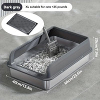 KEMORELA Stainless Steel Cat Litter Box with Lid | Enclosed High-Sided