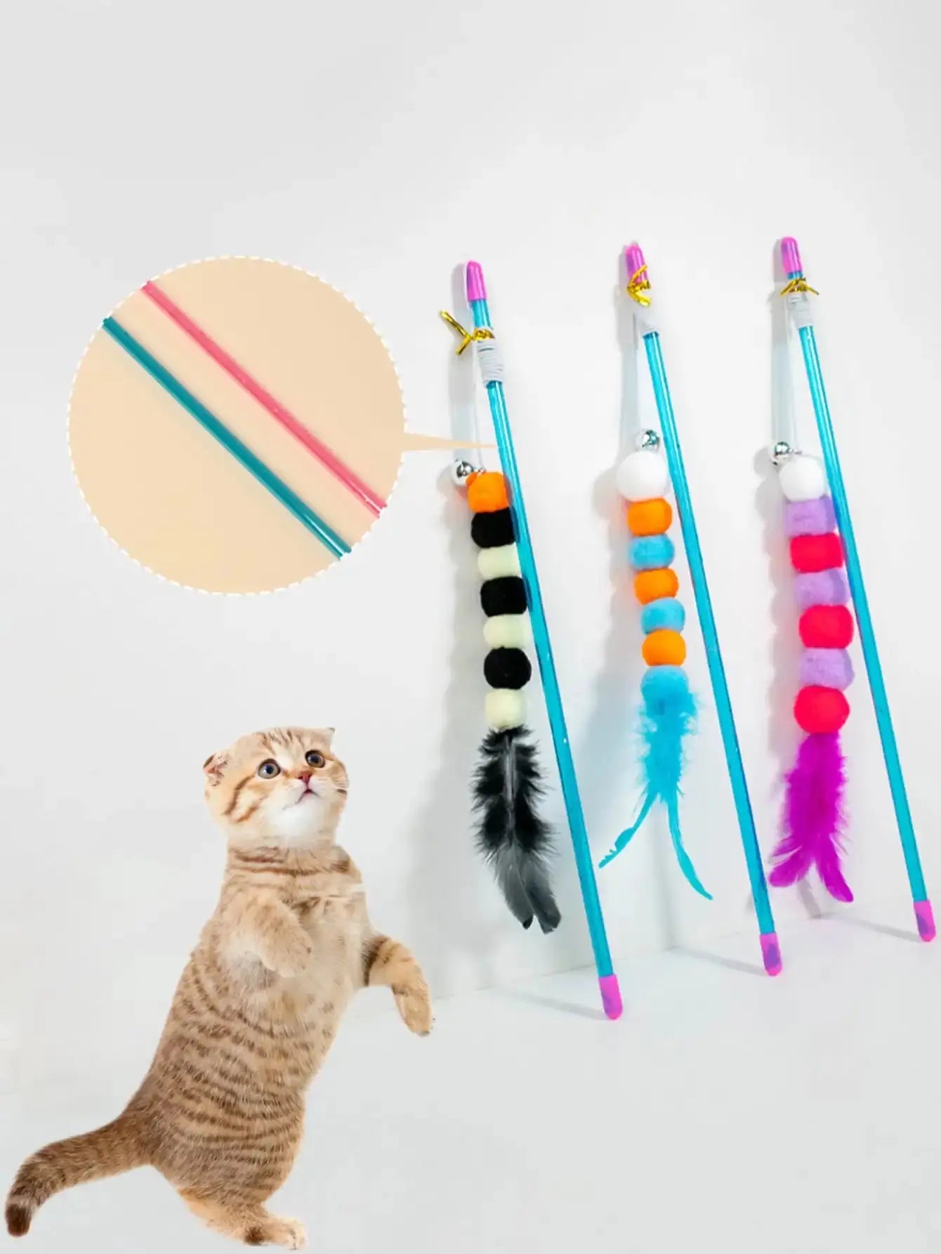 Elastic String Cat Teaser Wand with Faux Fur Bug - BIG FRENCHIES