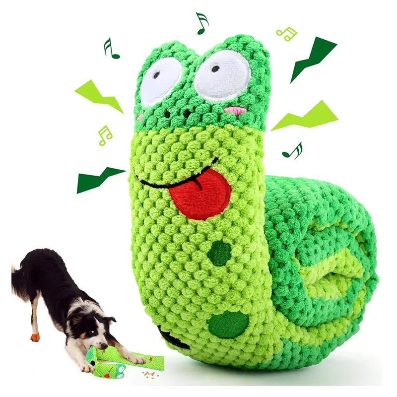 Dog Puzzle Feeder Plush Snail – Interactive Squeaky Chew Toy for Puppies & Dogs - BIG FRENCHIES