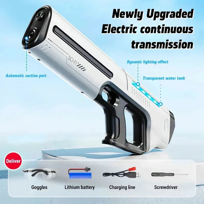 Electric Automatic Water Gun – Rechargeable High-Pressure Water Blaster for Kids & Adults, Portable Outdoor Beach Toy