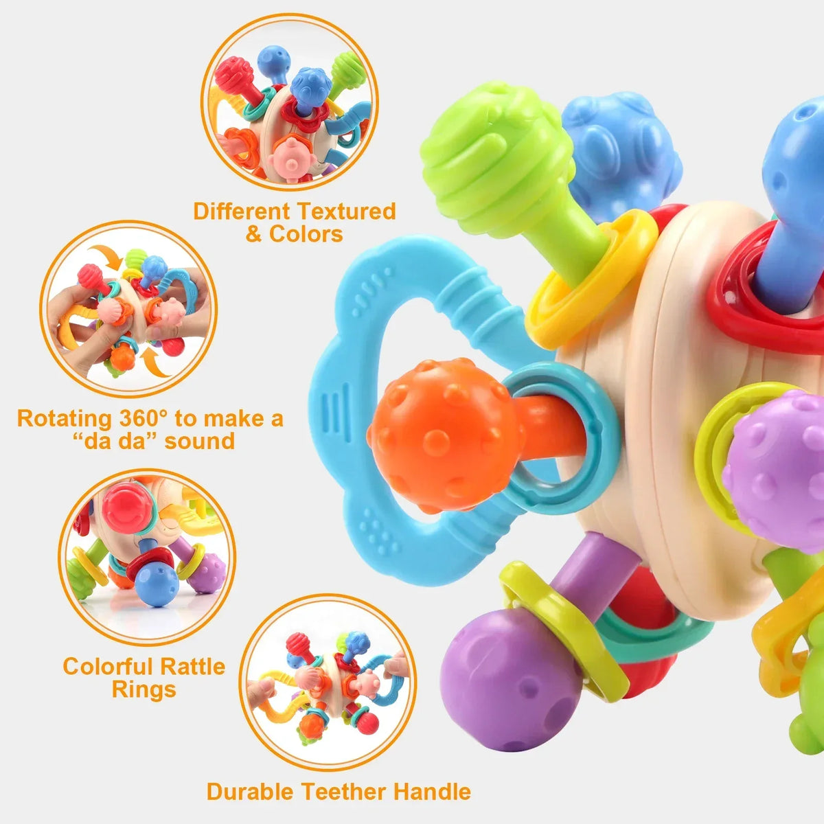 Baby Silicone Manhattan Ball – Soft Teether & Rattle Toy 0–12 Months - BIG FRENCHIES