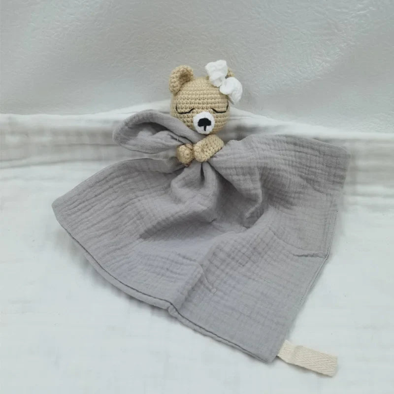 Baby Bib with Sleeping Animals Rattle