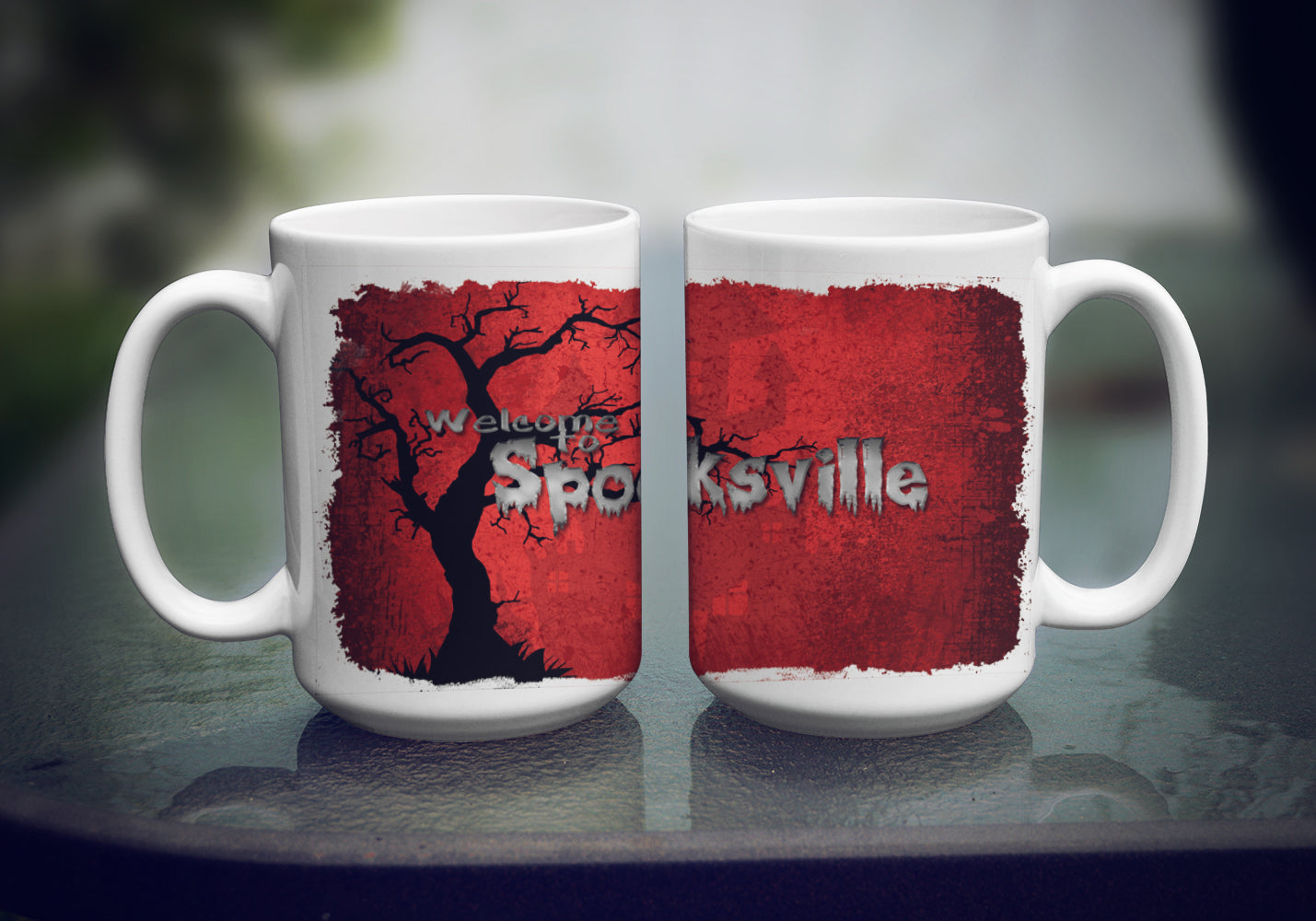 Welcome to Spooksville Halloween Ceramic Coffee Mug 15 oz Decorative Large C Handle Mug Cup for Tea, Cocoa Hot Chocolate