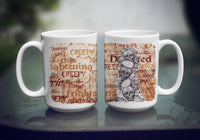 Creepy, Haunted and Frightful with skulls Halloween Ceramic Coffee Mug 15 oz Decorative Large C Handle Mug Cup for Tea, Cocoa Hot Chocolate