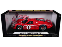 Ford GT MK IV #1 Red with White Stripes 24H of Le Mans (1967) 1/18 Diecast Model Car by Shelby Collectibles
