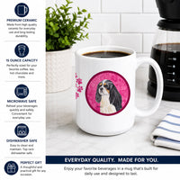 Pink Cavalier Spaniel Ceramic Coffee Mug 15 oz Decorative Large C Handle Mug Cup for Tea, Cocoa Hot Chocolate