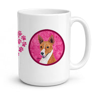 Pink Basenji Ceramic Coffee Mug 15 oz Decorative Large C Handle Mug Cup for Tea, Cocoa Hot Chocolate