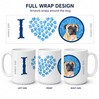 Blue Mastiff Ceramic Coffee Mug 15 oz Decorative Large C Handle Mug Cup for Tea, Cocoa Hot Chocolate