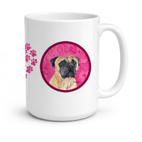 Pink Mastiff Ceramic Coffee Mug 15 oz Decorative Large C Handle Mug Cup for Tea, Cocoa Hot Chocolate
