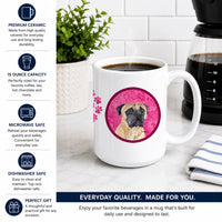 Pink Mastiff Ceramic Coffee Mug 15 oz Decorative Large C Handle Mug Cup for Tea, Cocoa Hot Chocolate