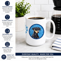 Blue Doberman Ceramic Coffee Mug 15 oz Decorative Large C Handle Mug Cup for Tea, Cocoa Hot Chocolate
