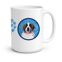 Blue Saint Bernard Ceramic Coffee Mug 15 oz Decorative Large C Handle Mug Cup for Tea, Cocoa Hot Chocolate