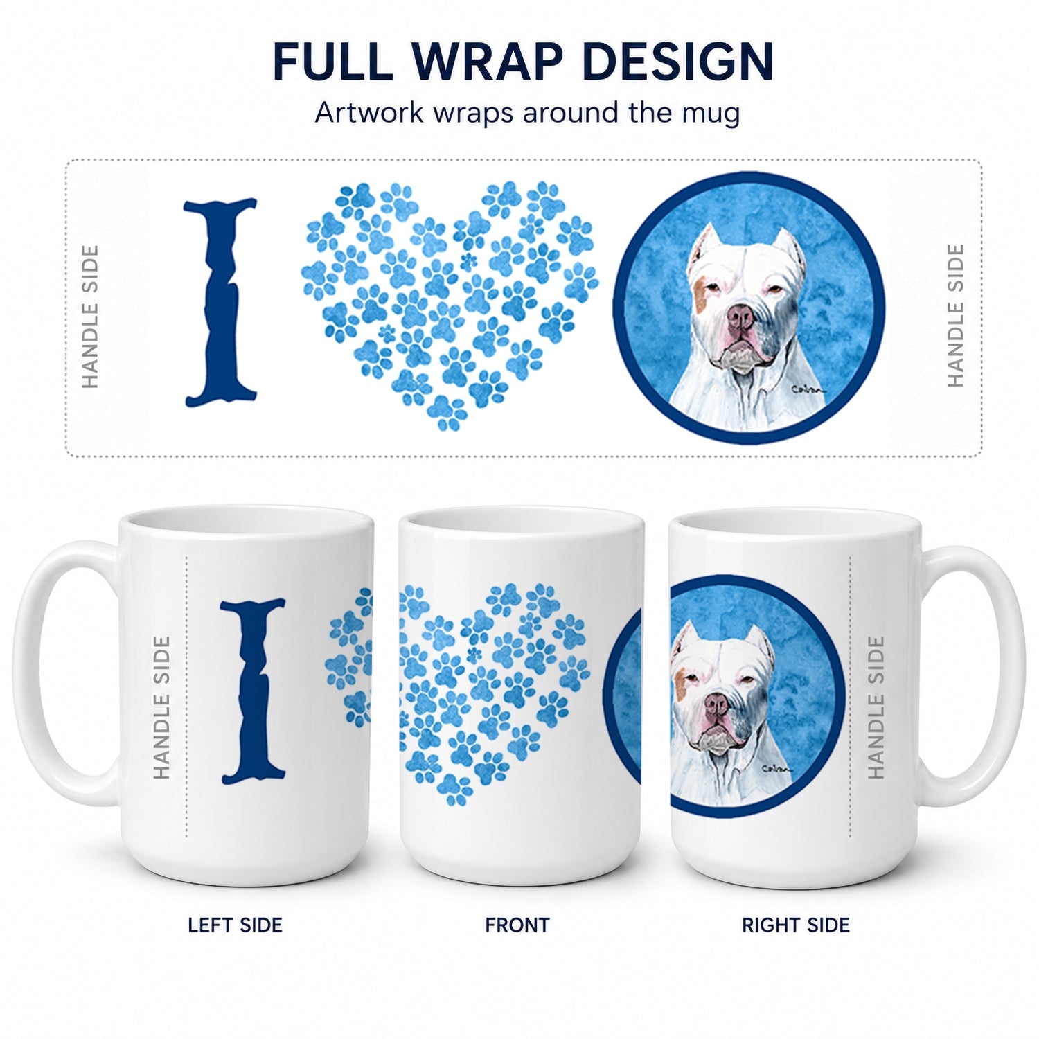 Blue Pit Bull Ceramic Coffee Mug 15 oz Decorative Large C Handle Mug Cup for Tea, Cocoa Hot Chocolate