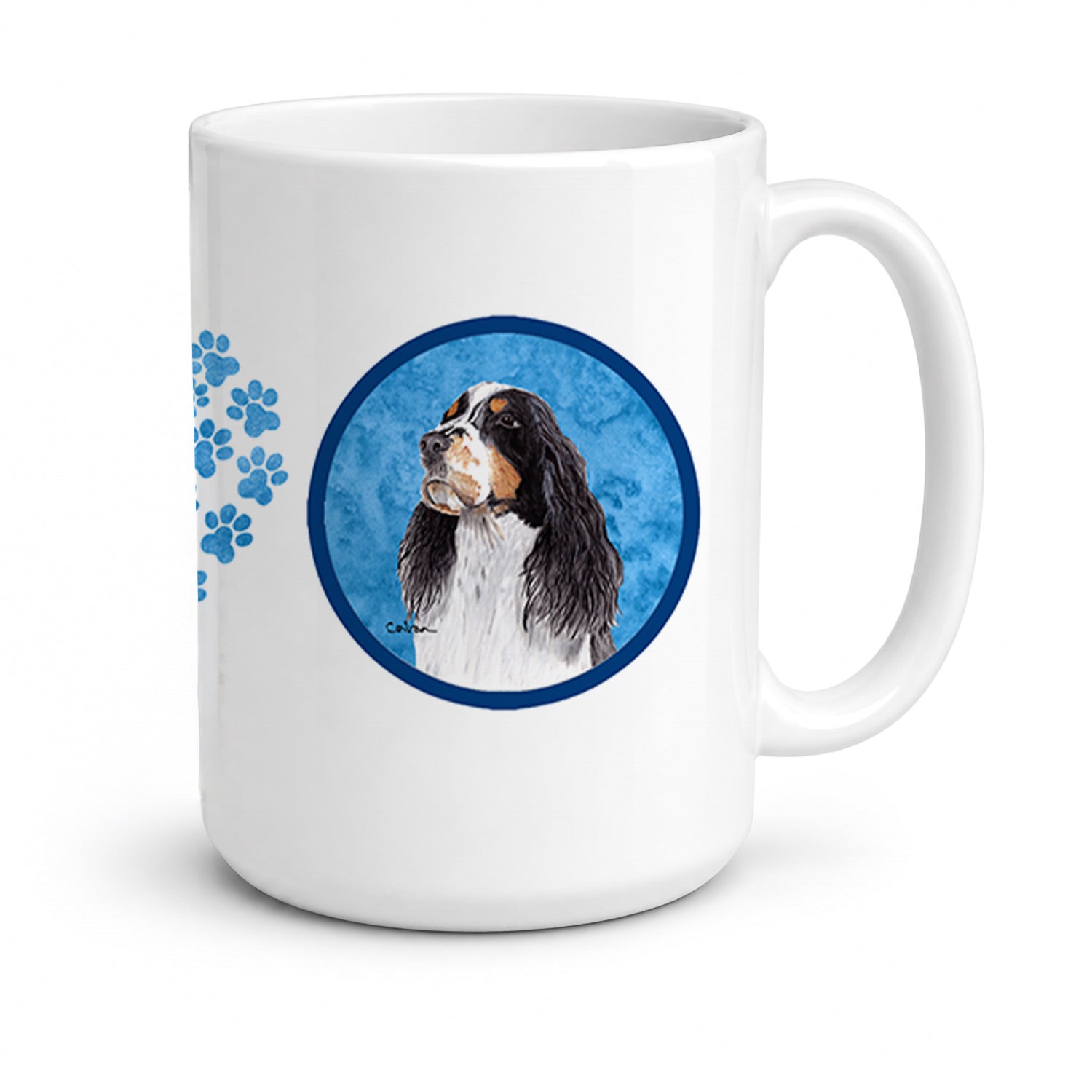 Blue Springer Spaniel Ceramic Coffee Mug 15 oz Decorative Large C Handle Mug Cup for Tea, Cocoa Hot Chocolate