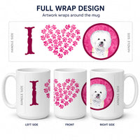 Pink Bichon Frise Ceramic Coffee Mug 15 oz Decorative Large C Handle Mug Cup for Tea, Cocoa Hot Chocolate