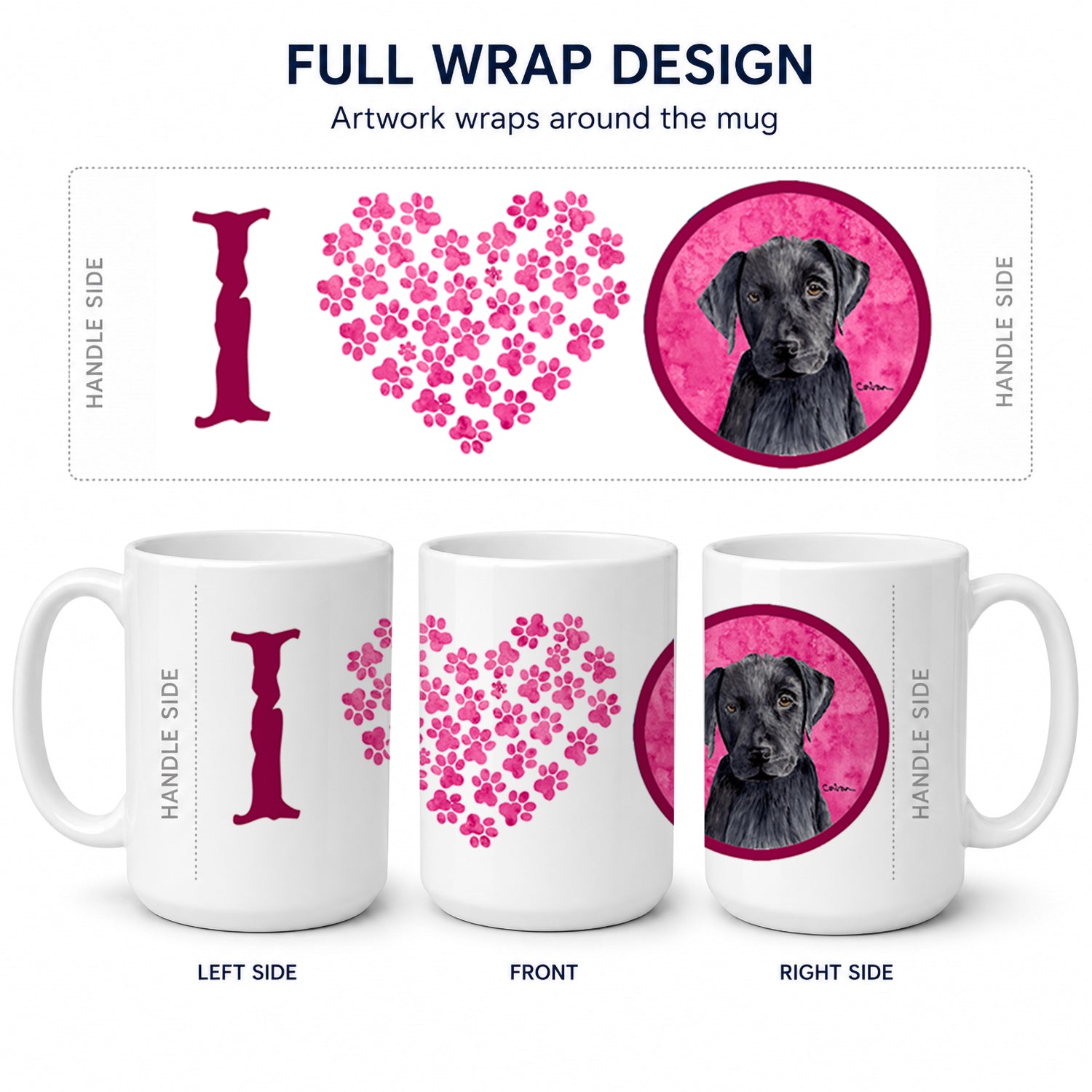 Pink Labrador Ceramic Coffee Mug 15 oz Decorative Large C Handle Mug Cup for Tea, Cocoa Hot Chocolate