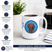 Blue Dachshund Ceramic Coffee Mug 15 oz Decorative Large C Handle Mug Cup for Tea, Cocoa Hot Chocolate