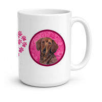 Pink Dachshund Ceramic Coffee Mug 15 oz Decorative Large C Handle Mug Cup for Tea, Cocoa Hot Chocolate