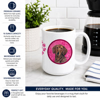 Pink Dachshund Ceramic Coffee Mug 15 oz Decorative Large C Handle Mug Cup for Tea, Cocoa Hot Chocolate
