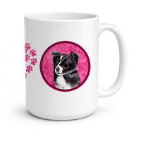 Pink Border Collie Ceramic Coffee Mug 15 oz Decorative Large C Handle Mug Cup for Tea, Cocoa Hot Chocolate