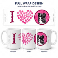 Pink Border Collie Ceramic Coffee Mug 15 oz Decorative Large C Handle Mug Cup for Tea, Cocoa Hot Chocolate