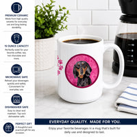 Pink Dachshund Ceramic Coffee Mug 15 oz Decorative Large C Handle Mug Cup for Tea, Cocoa Hot Chocolate