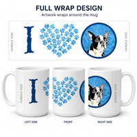 Blue Boston Terrier Ceramic Coffee Mug 15 oz Decorative Large C Handle Mug Cup for Tea, Cocoa Hot Chocolate
