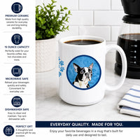Blue Boston Terrier Ceramic Coffee Mug 15 oz Decorative Large C Handle Mug Cup for Tea, Cocoa Hot Chocolate