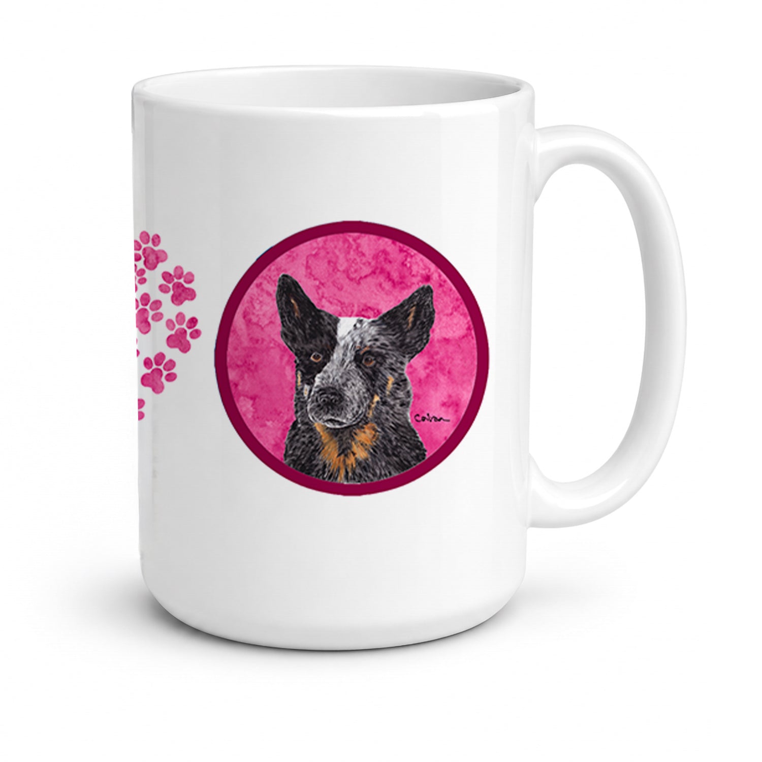 Pink Australian Cattle Dog Ceramic Coffee Mug 15 oz Decorative Large C Handle Mug Cup for Tea, Cocoa Hot Chocolate