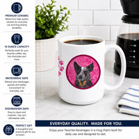 Pink Australian Cattle Dog Ceramic Coffee Mug 15 oz Decorative Large C Handle Mug Cup for Tea, Cocoa Hot Chocolate