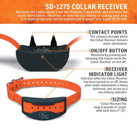 SportDOG SportTrainer SD-1275E E-Collar - 3/4 Mile Range, OLED Remote, Waterproof, Up to 6 Dogs