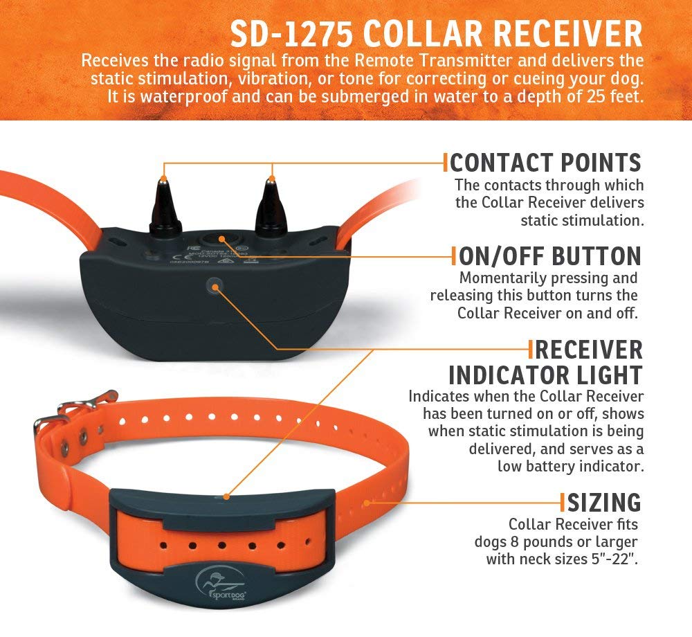 SportDOG SportTrainer SD-1275E E-Collar - 3/4 Mile Range, OLED Remote, Waterproof, Up to 6 Dogs