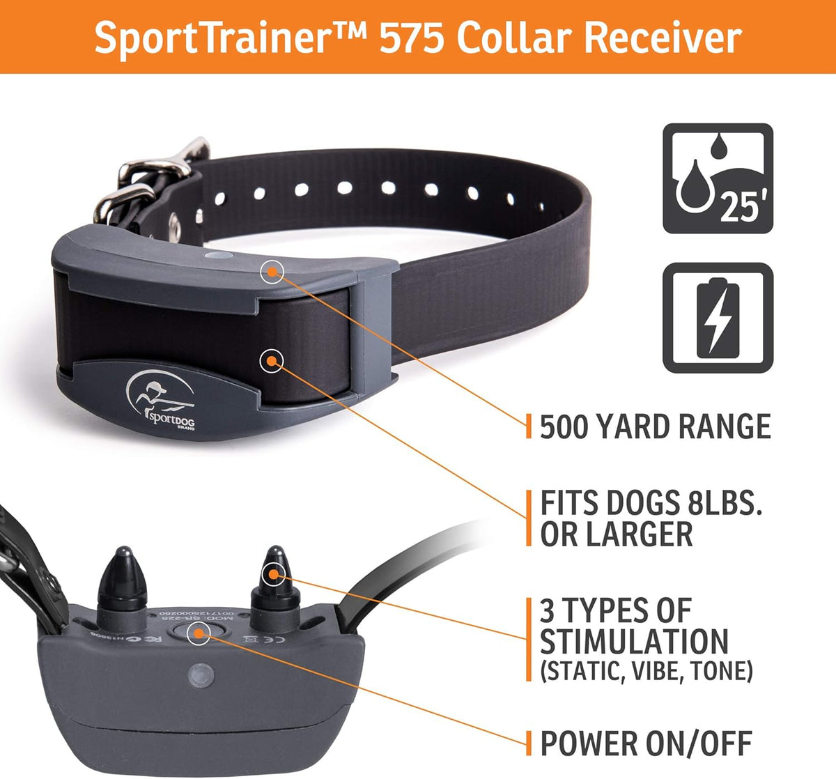 SportDOG Brand SportTrainer SD-575 Remote Trainer, 500-Yard Range, OLED Screen, Expandable to 2 Dogs