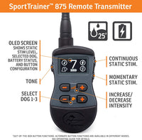 SportDOG Brand SportTrainer SD-875 Remote Trainer with OLED Screen, 1/2-Mile (880-Yard) Range, 3 Dogs