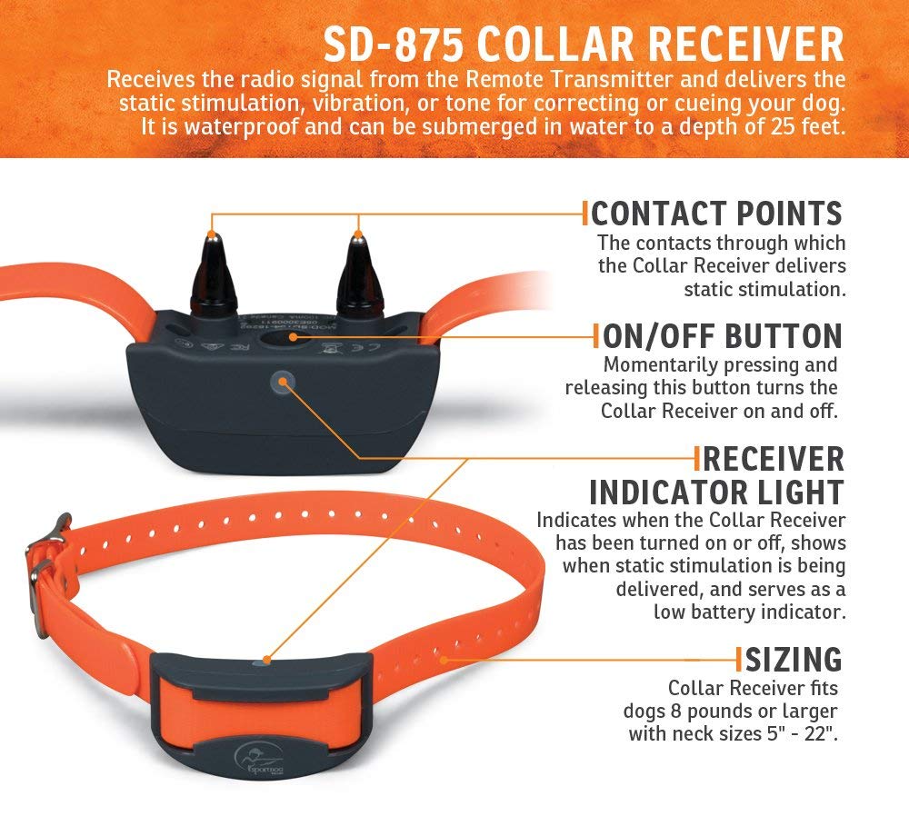 SportDOG SportTrainer 875E SD-875E Remote E-Collar, 1/2-Mile Range, Bright OLED Screen, Up to 3 Dogs