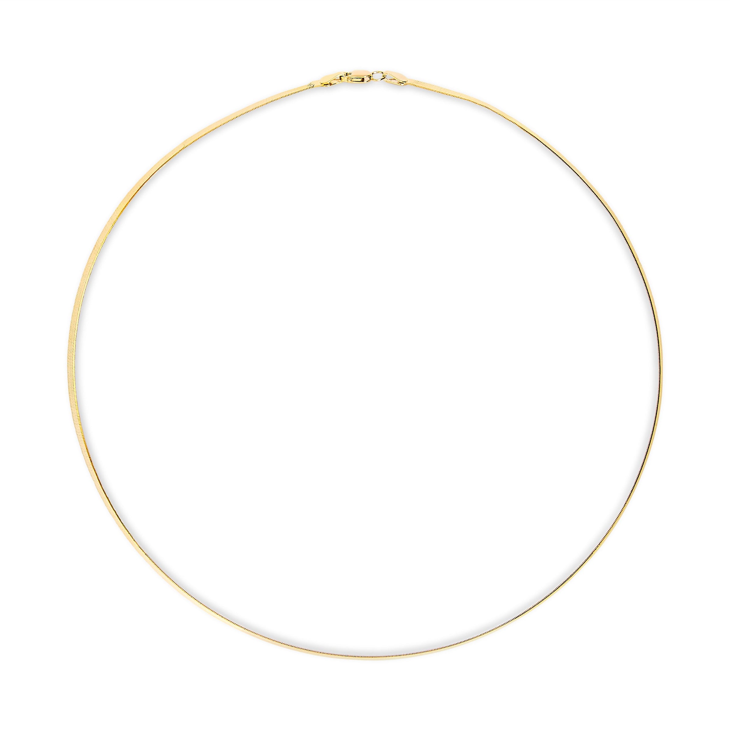 Unisex Solid 14K Yellow Gold 2.8mm Imperial Herringbone Chain Necklace - 18" Inches