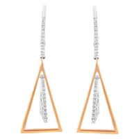 14K Rose and White Gold 3/8 Cttw Diamond Windchime Drop and Dangle Earring (G-H Color, SI1-SI2 Clarity)