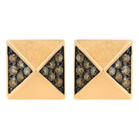 14K Rose Gold 1/4 Cttw Brown Diamond Pyramid Stud Earring (Brown Color, SI1-SI2 Clarity)
