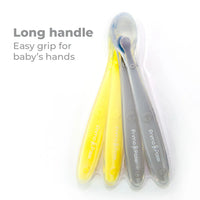 Primo Passi - Silicone Spoon, 4PK, Grey and Yellow - BIG FRENCHIES