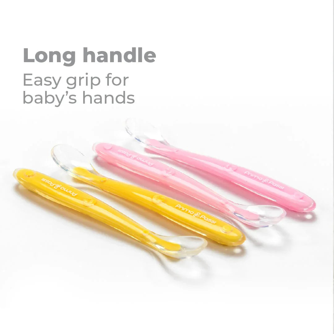 Primo Passi Silicone Spoon 4PK in Pink and Yellow - BIG FRENCHIES