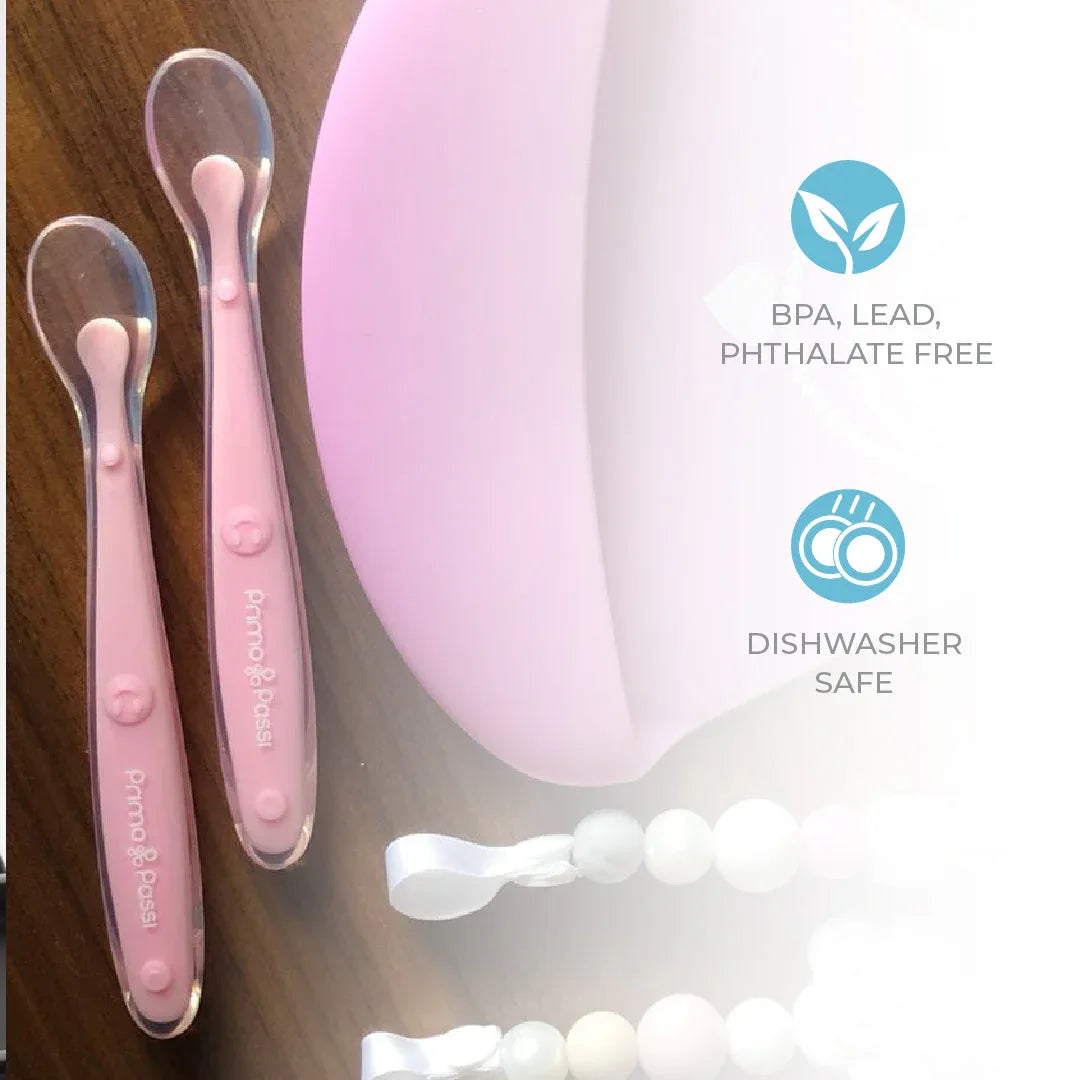 Primo Passi Silicone Spoon 4PK in Pink and Yellow - BIG FRENCHIES