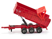 Massey Ferguson 8480 Dyna VT Tractor Red with Silver Top and Krampe Dump Trailer Red 1/87 (HO) Diecast Models by Siku
