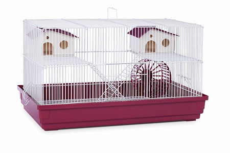 Prevue Pet Products Deluxe Hamster & Gerbil Cage in Bordeaux Red - Complete Small Pet Home with Wheel and House