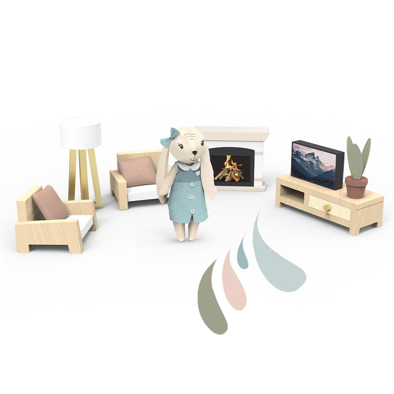 Doll House Living room set incl. 1 character-Dolls-BIG FRENCHIES-Speedy Monkey LLC